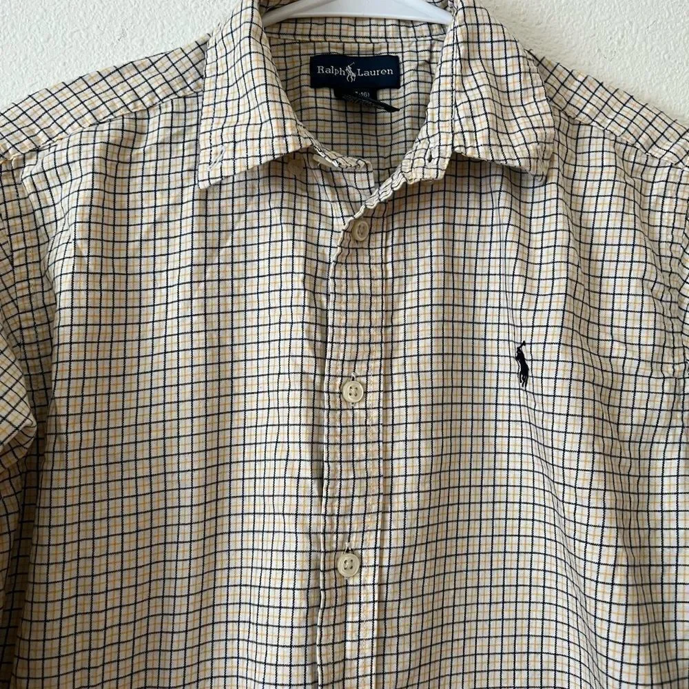 Ralph Lauren Boy’s Plaid Botton Down Shirt sz 14-16 Y